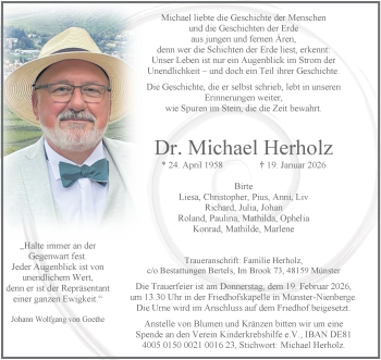 Anzeige von Dr. Michael Herholz 