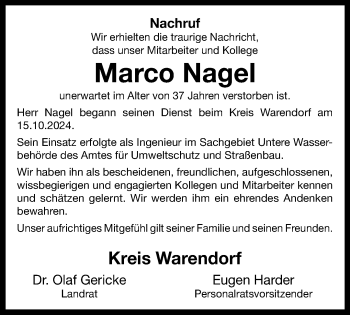 Anzeige von Marco Nagel 