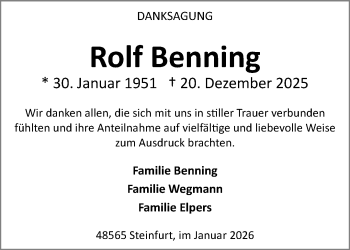 Anzeige von Rolf Benning 