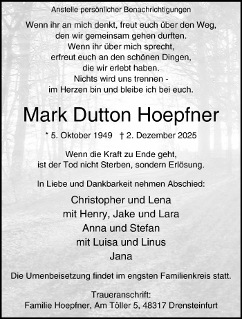 Anzeige von Mark Dutton Hoepfner 