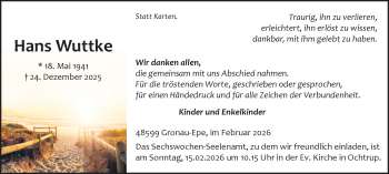 Anzeige von Hans Wuttke 