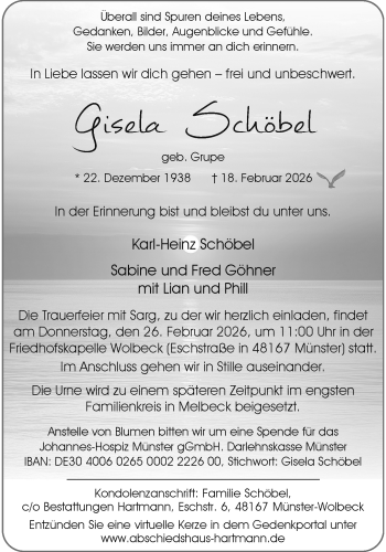 Anzeige von Gisela Schöbel 