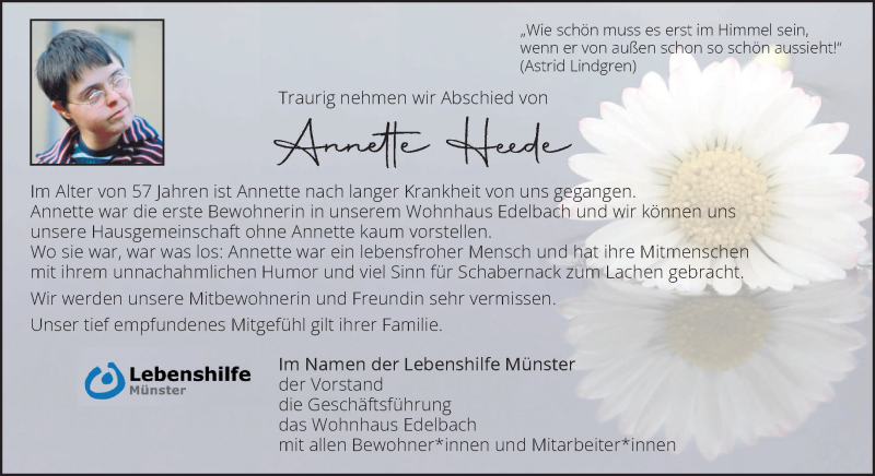  Traueranzeige für Annette Heede vom 31.01.2026 aus 
