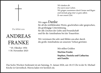 Anzeige von Andreas Franke 