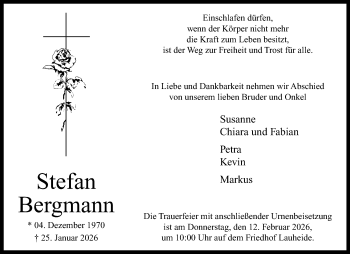Anzeige von Stefan Bergmann 