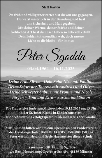Anzeige von Peter Sgodda 
