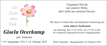 Anzeige von Gisela Overkamp 