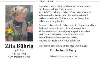 Anzeige von Zita Bührig 