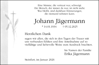 Anzeige von Johann Jägermann 