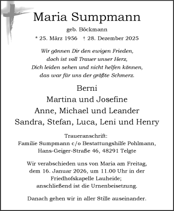 Anzeige von Maria Sumpmann 