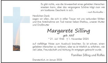 Anzeige von Margarete Silling 