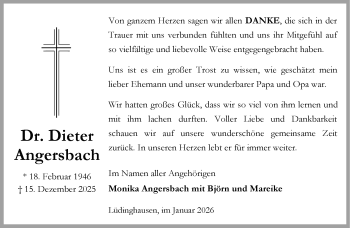 Anzeige von Dr. Dieter Angersbach 