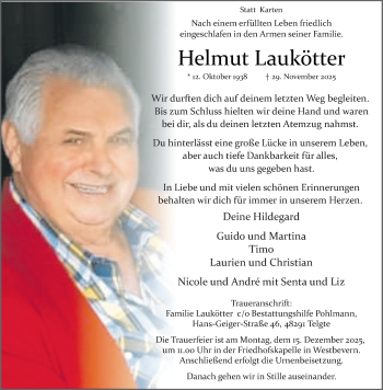 Anzeige von Helmut Laukötter 