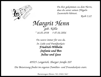 Anzeige von Margrit Henn 