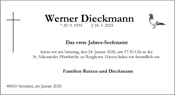 Anzeige von Werner Dieckmann 