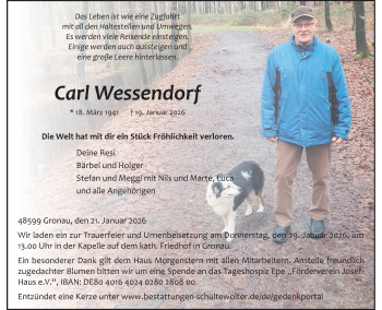 Anzeige von Carl Wessendorf 