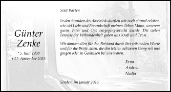 Anzeige von Günter Zenke 