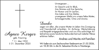 Anzeige von Agnes Kerger 