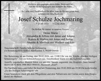 Anzeige von Josef Schulze Jochmaring 