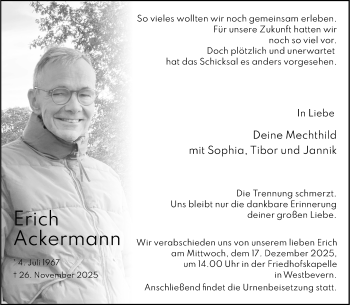 Anzeige von Erich Ackermann 