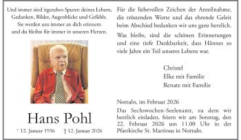 Anzeige von Hans Pohl 