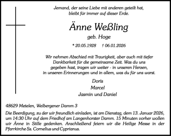 Anzeige von Änne Weßling 