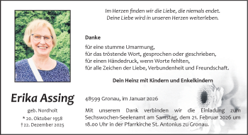 Anzeige von Erika Assing 