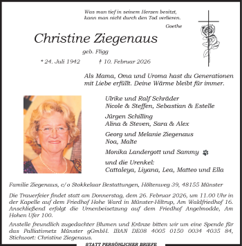 Anzeige von Christine Ziegenaus 