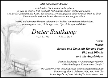 Anzeige von Dieter Saatkamp 