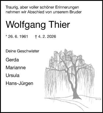 Anzeige von Wolfgang Thier 