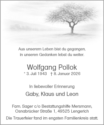 Anzeige von Wolfgang Pollok 