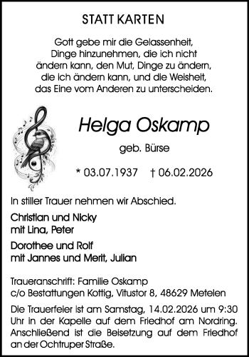 Anzeige von Helga Oskamp 