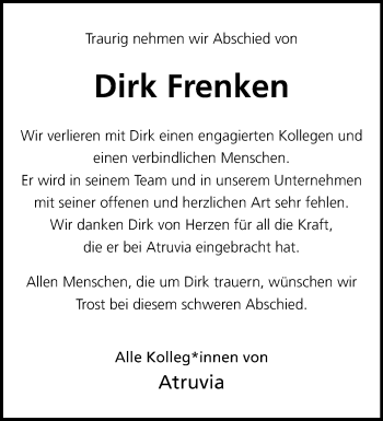 Anzeige von Dirk Frenken 