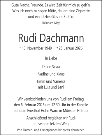 Anzeige von Rudi Dachmann 