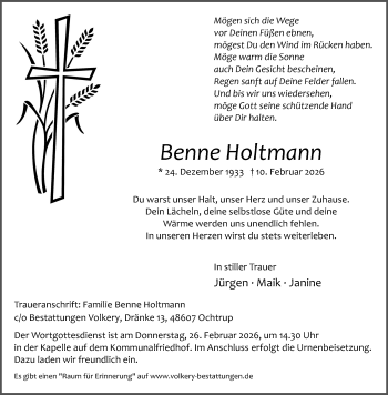 Anzeige von Benne Holtmann 