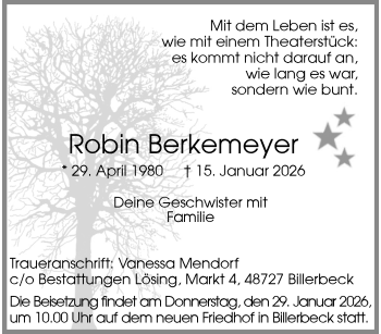 Anzeige von Robin Berkemeyer 