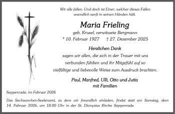 Anzeige von Maria Frieling 