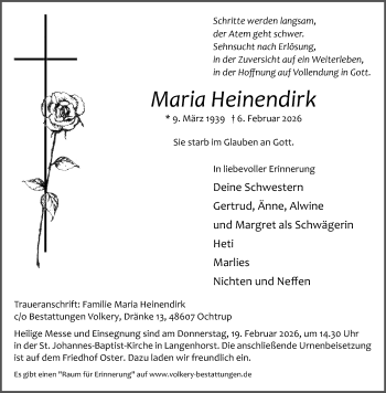 Anzeige von Maria Heinendirk 