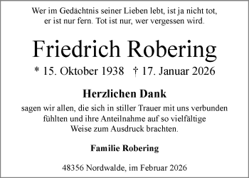 Anzeige von Friedrich Robering 