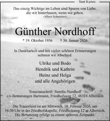 Anzeige von Günther Nordhoff 