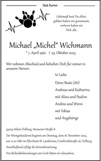 Anzeige von Michael Wichmann 