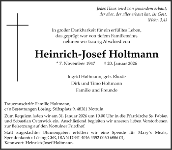 Anzeige von Heinrich-Josef Holtmann 