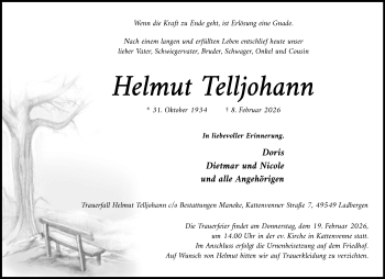Anzeige von Helmut Telljohann 