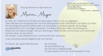 Anzeige von Maria Meyer 