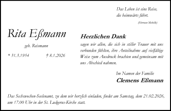 Anzeige von Rita Eßmann 