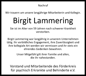 Anzeige von Birgit Lammering 