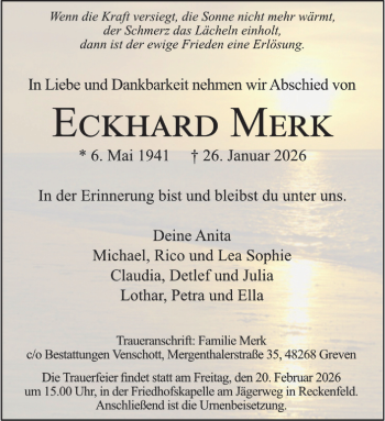 Anzeige von Eckhard Merk 