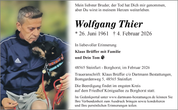 Anzeige von Wolfgang Thier 