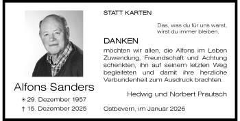 Anzeige von Alfons Sanders 