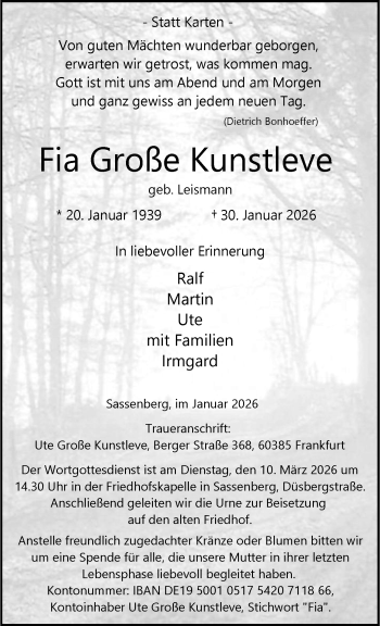 Anzeige von Fia Große Kunstleve 